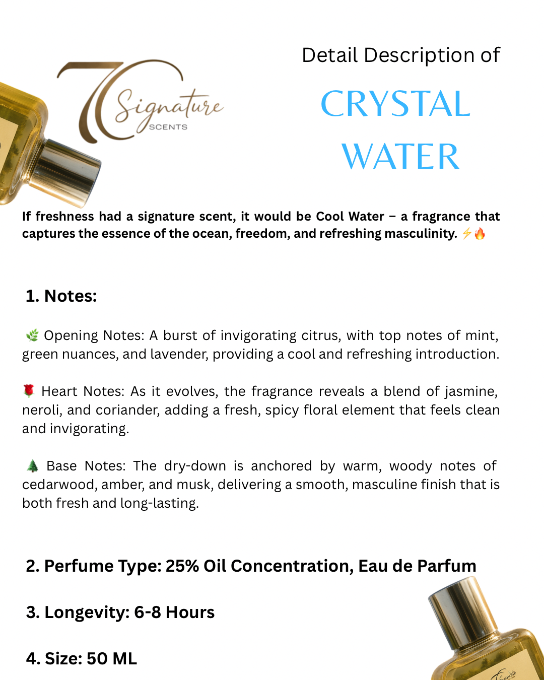 Crystal Water Men's Perfume - Luxury Aquatic Fragrance Inspired by Davidoff Cool Water